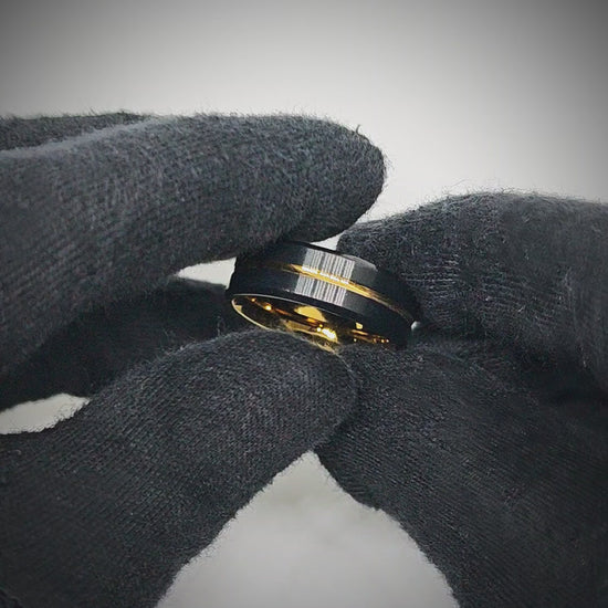 AUREX BLACK NOIR RING - Pure Stainless Steel Men’s Gold-Black Plated Ring (Size : 17-22-27) — Rings for Men | THE MEN THING