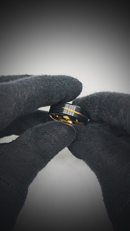 AUREX BLACK NOIR RING - Pure Stainless Steel Men’s Gold-Black Plated Ring (Size : 17-22-27) — Rings for Men | THE MEN THING