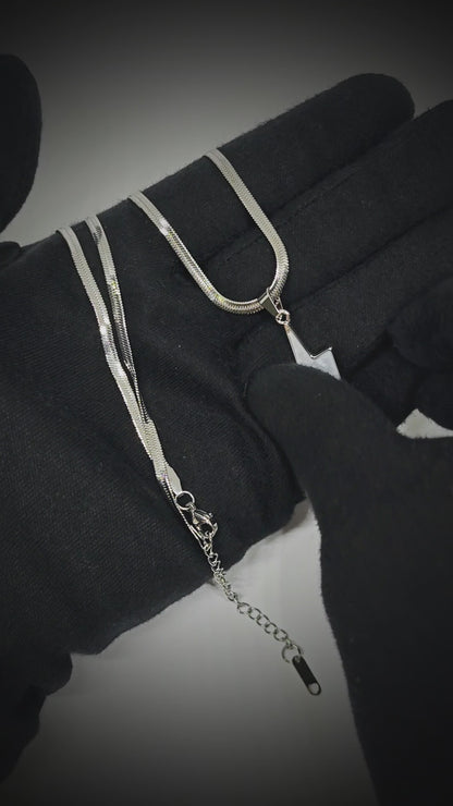 STORM EDGE - Silver & White 12mm Titanium Steel Pendant with 22inch Round Box 4mm Chain for Men & Boys with adjustable cable chain