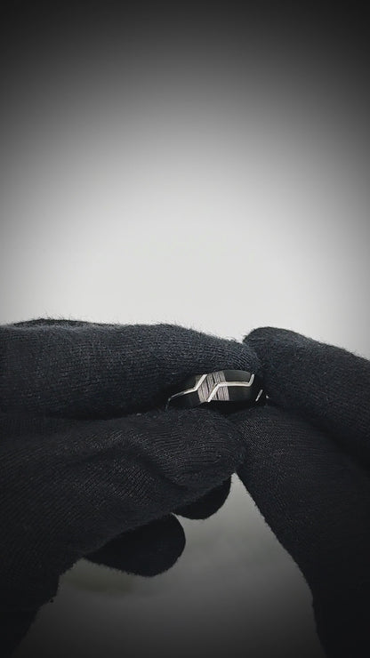 VOLT EDGE RING - Pure Stainless Steel Men’s Black-Plated Ring (Size : 17-22-27)