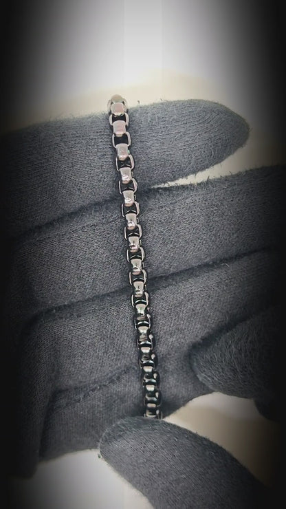 BLACK FLEX - 5mm Stainless Steel, 8 inch Lobster Claw Clasp Bracelet for Men & Boys