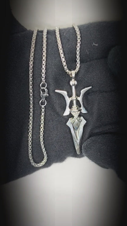 PHOENIX SWORD - 21mm Pure Titanium Steel Pendant with 28inch Round Box 4mm Chain for Men & Boys