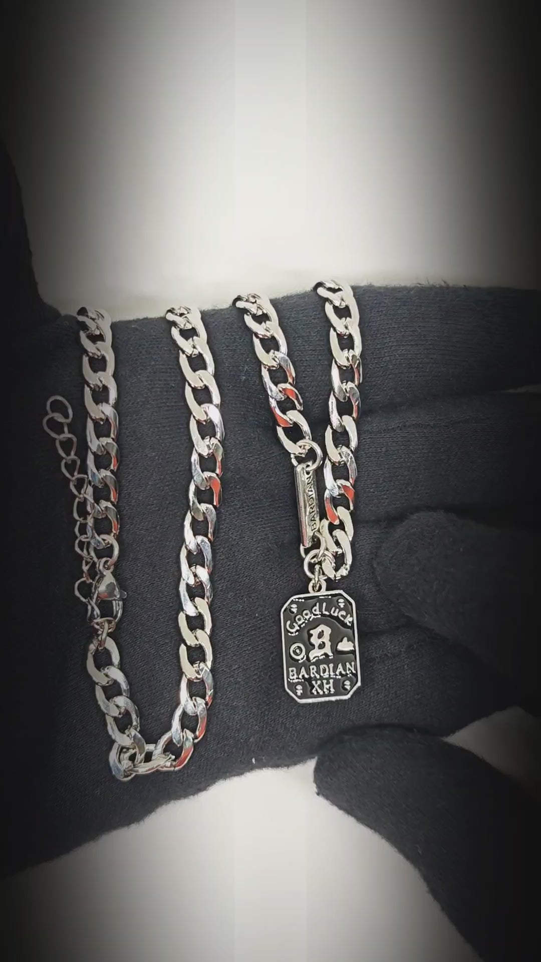 BARDIAN XII DOG TAG - 15mm Pure Titanium Steel Pendant with 22 to 24inch Adjustable Curb 7mm Chain for Men & Boys — SS Pendant/ Necklace for Men | THE MEN THING