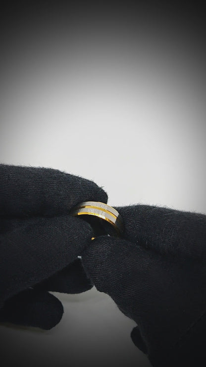 DUAL EDGE  - Pure Stainless Steel Men’s Gold-Steel Plated Ring (Size : 15-22-27)