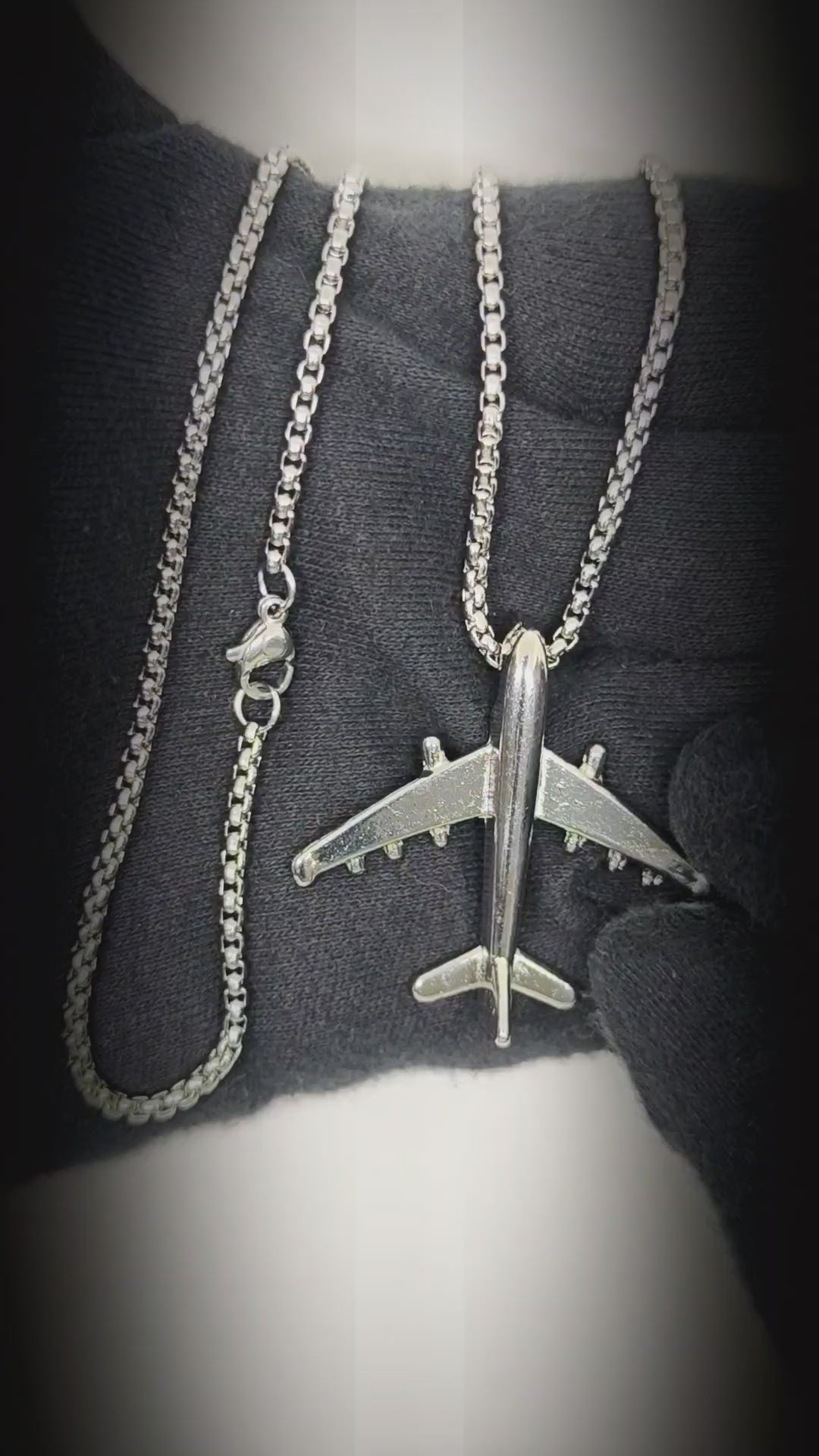 SKYJET AIRPLANE - 41mm Titanium Steel Pendant with 28inch Round Box 4mm Chain for Men & Boys — SS Pendant/ Necklace for Men | THE MEN THING