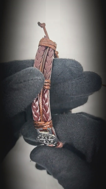 SAINT BENEDICT - Dark Brown 15mm Genuine Leather Bracelet for Men & Boys (Adjustable)