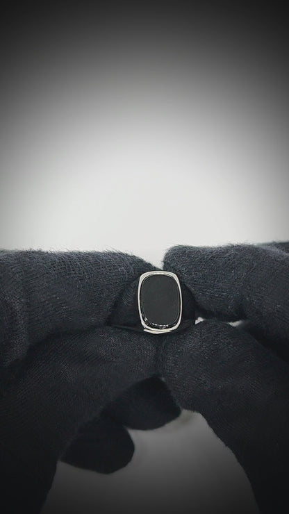 SHADOW SIGNET - Pure Stainless Steel Men’s Steel Plated Ring (Size : 17-21 )