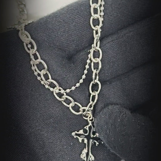CROSS ELITE - 20mm Titanium Steel Pendant with 19 to 21inch Adjustable Cable 6mm Chain for Men & Boys — SS Pendant/ Necklace for Men | THE MEN THING