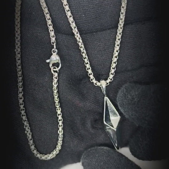 AUREL PRISM - 12mm Titanium Steel Pendant with 23inch Round Box 4mm Chain for Men & Boys — SS Pendant/ Necklace for Men | THE MEN THING