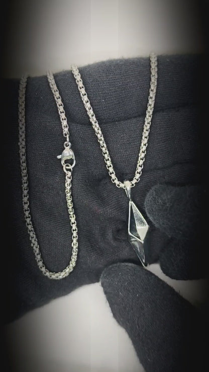 AUREL PRISM - 12mm Titanium Steel Pendant with 23inch Round Box 4mm Chain for Men & Boys — SS Pendant/ Necklace for Men | THE MEN THING