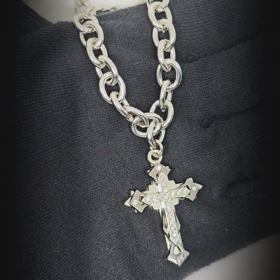 REGALIS CRUCIS - 26mm Titanium Steel Pendant with 21 to 23inch Adjustable Cube 6mm Chain for Men & Boys — SS Pendant/ Necklace for Men | THE MEN THING