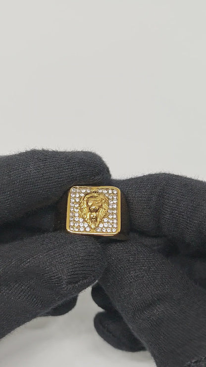 Royal Series - GOLDEN ROAR RING - Pure Stainless Steel Men’s Gold-Plated Ring – Statement Luxury Jewelry (Size : 16-18-21-25-27-30)