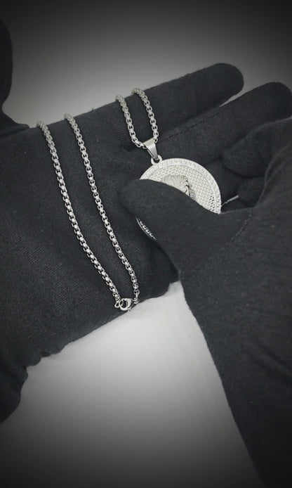 LION REIGN - 37mm Titanium Steel Pendant with 24inch Round Box 5mm Chain for Men & Boys