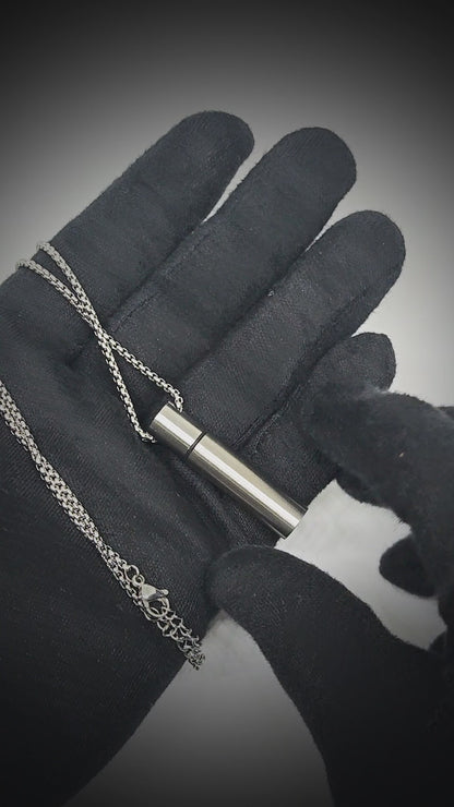 THE SECRET BOX - SILVER - 10mm Titanium Steel Pendant with 24inch Round Box 4 mm Adjustable Cable Chain for Men & Boys