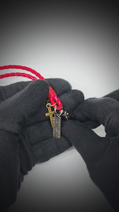 CROSSLOOM - Red 8mm Genuine Leather Bracelet with Stainless Steel Lobster Clasp for Men & Boys (15 inch)