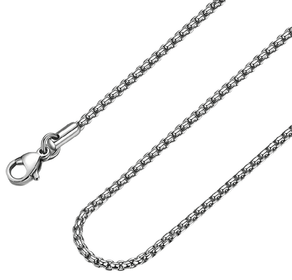 THE MEN THING 28 Inch Chain - ROUNDED BOX - 3mm Chain Stainless Steel