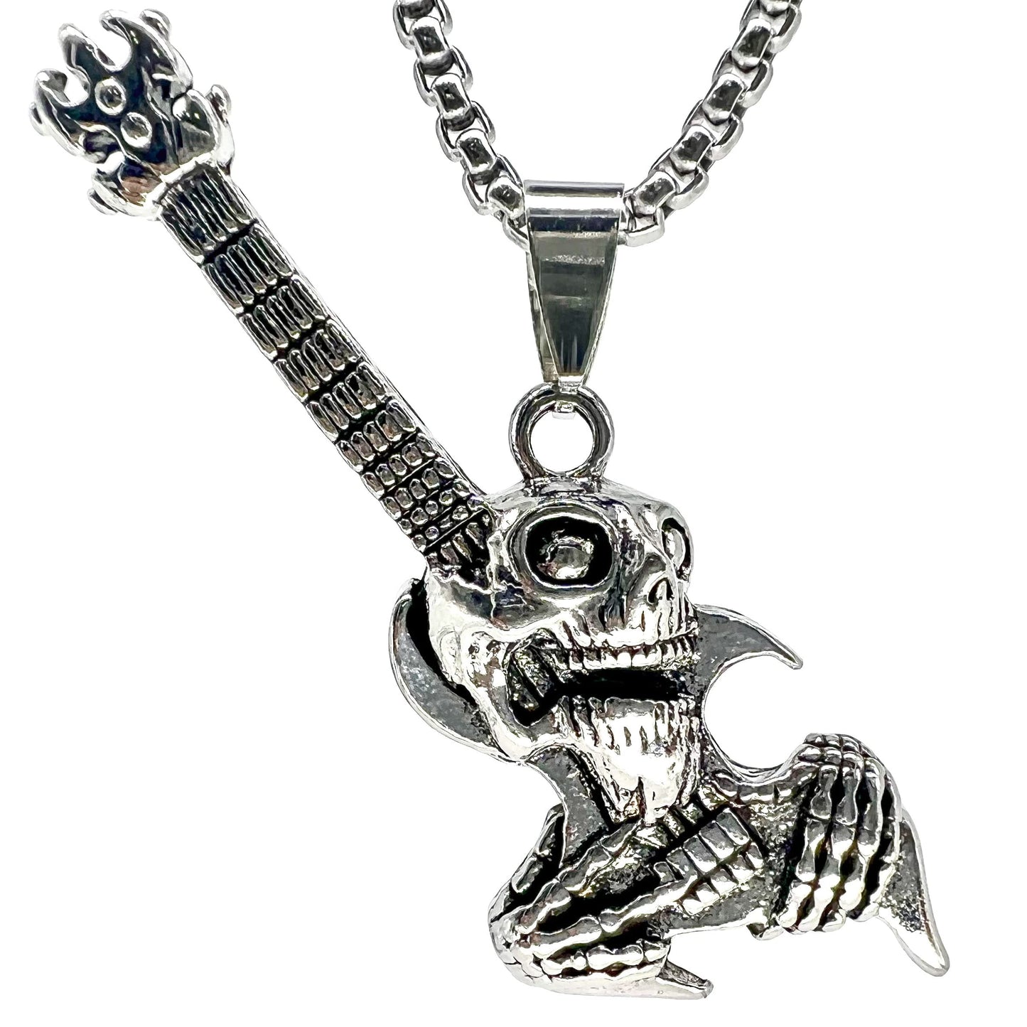THE MEN THING Alloy Pendant with Chain ROCKER - Alloy Pendant with Pure Stainless Steel 24inch Chain for Men, European trending Style - Round Box Chain for Men & Boy