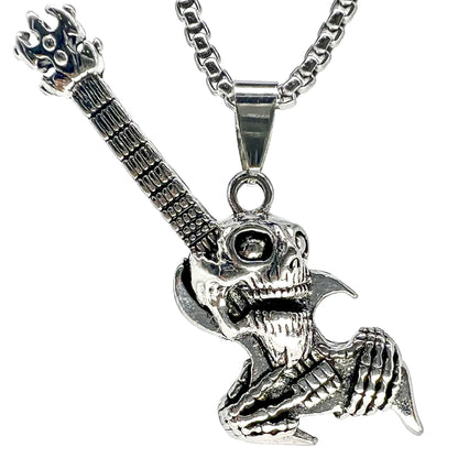 THE MEN THING Alloy Pendant with Chain ROCKER - Alloy Pendant with Pure Stainless Steel 24inch Chain for Men, European trending Style - Round Box Chain for Men & Boy
