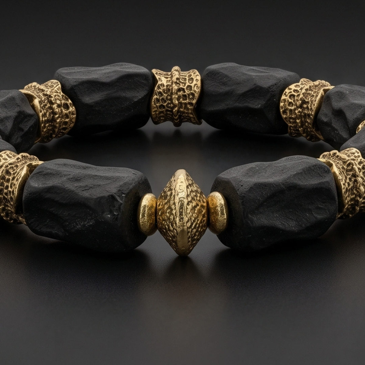 THE MEN THING Bead Bracelet ANCIENT ONYX - 8mm Beads Bracelet - Adjustable Bracelet