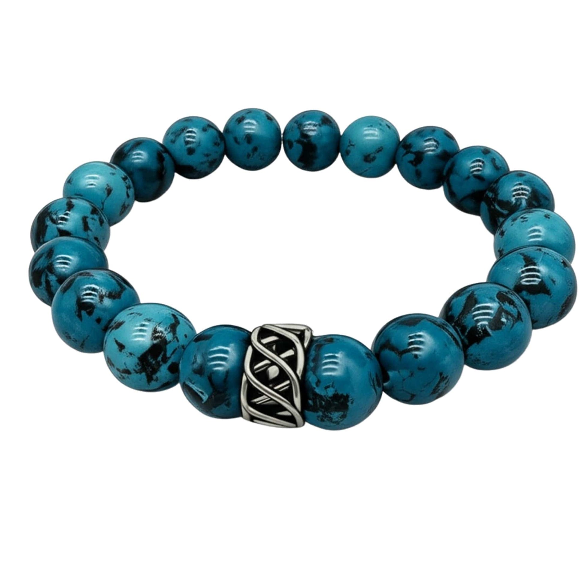 THE MEN THING Bead Bracelet APATITE LATTICE - 10mm Beads Bracelet with Natural Stone - Adjustable Bracelet
