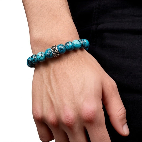 APATITE LATTICE - 10mm Beads Bracelet with Natural Stone - Adjustable Bracelet