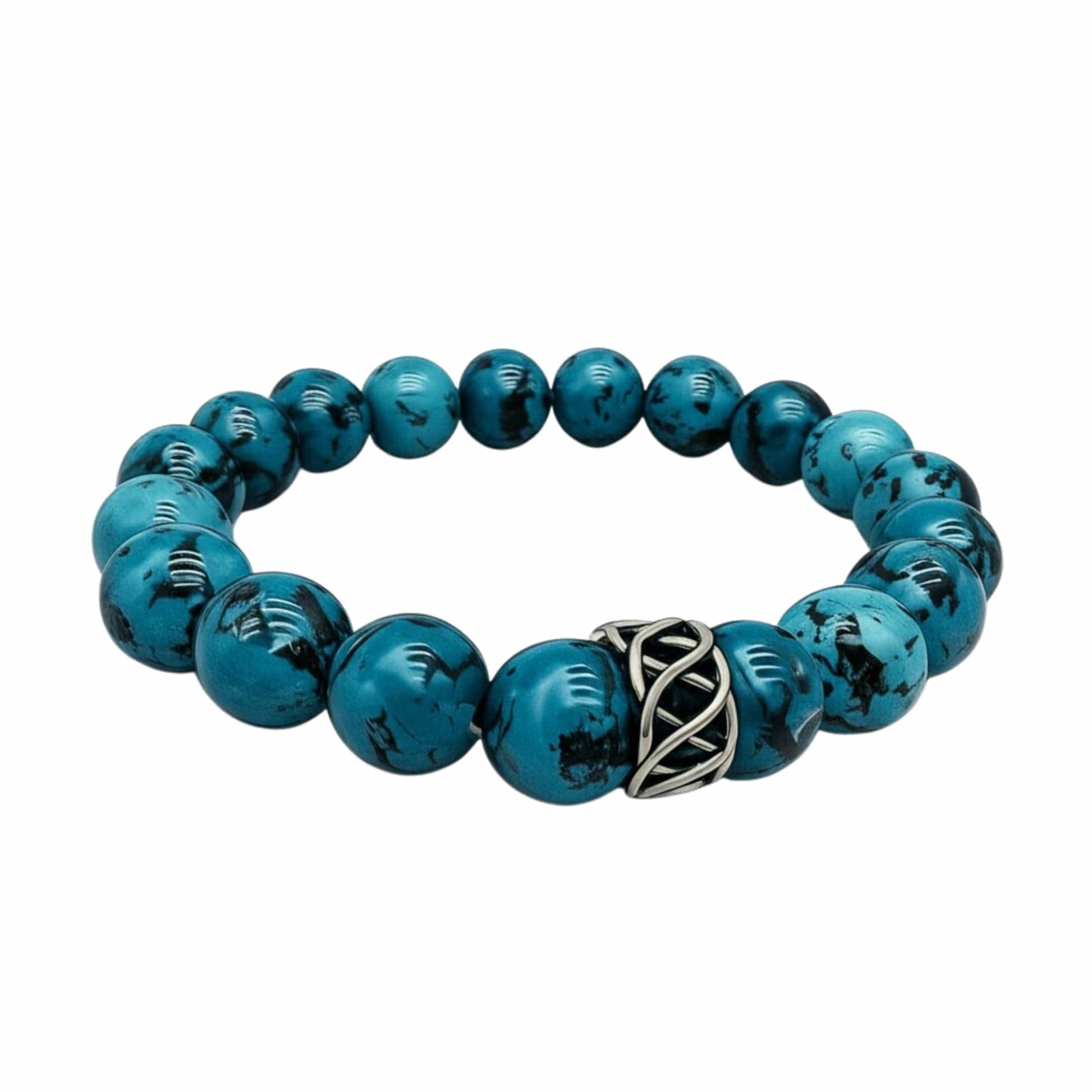 THE MEN THING Bead Bracelet APATITE LATTICE - 10mm Beads Bracelet with Natural Stone - Adjustable Bracelet