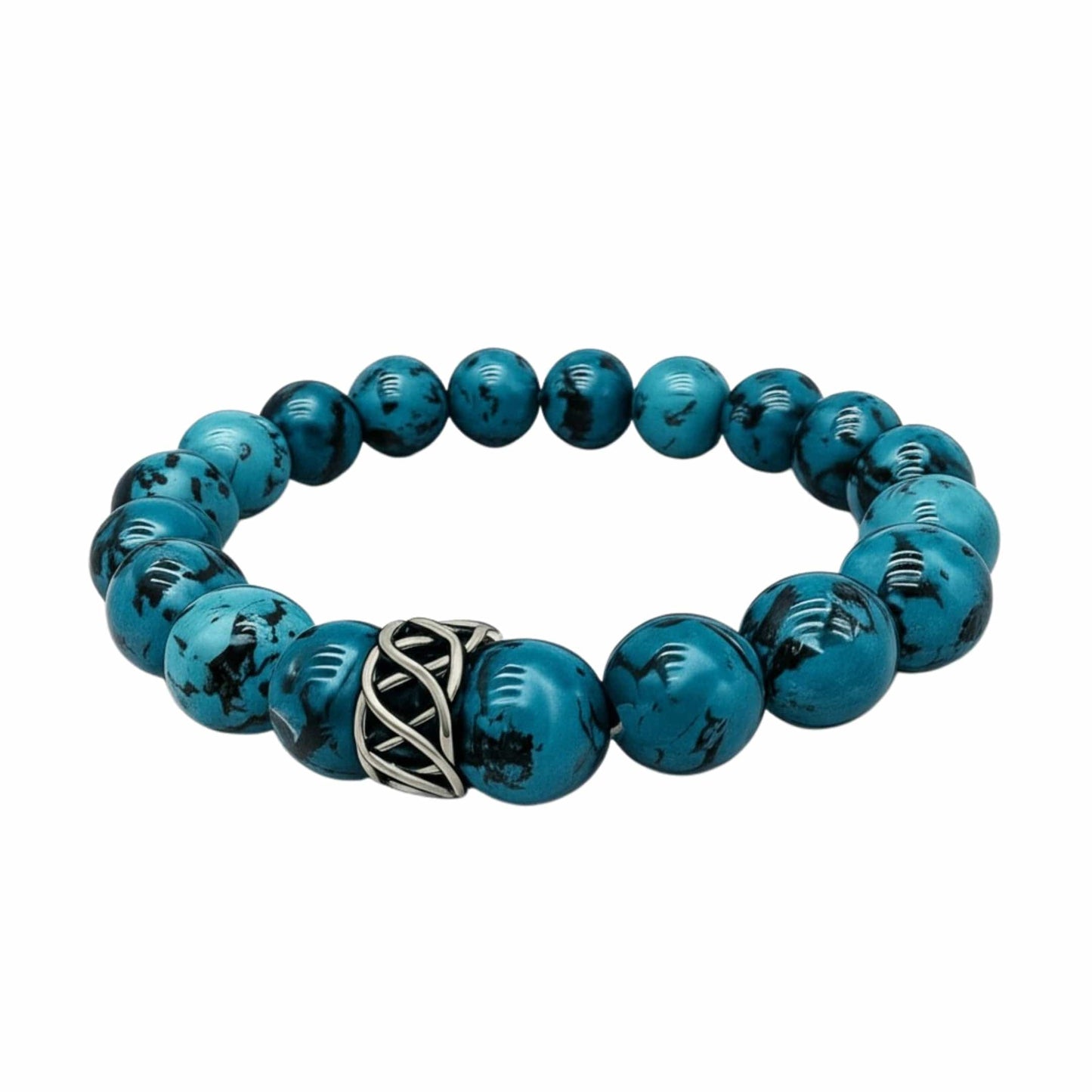 THE MEN THING Bead Bracelet APATITE LATTICE - 10mm Beads Bracelet with Natural Stone - Adjustable Bracelet