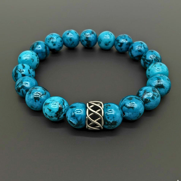 APATITE LATTICE - 10mm Beads Bracelet with Natural Stone - Adjustable Bracelet