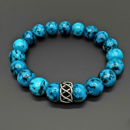 THE MEN THING Bead Bracelet APATITE LATTICE - 10mm Beads Bracelet with Natural Stone - Adjustable Bracelet