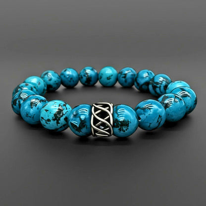 THE MEN THING Bead Bracelet APATITE LATTICE - 10mm Beads Bracelet with Natural Stone - Adjustable Bracelet