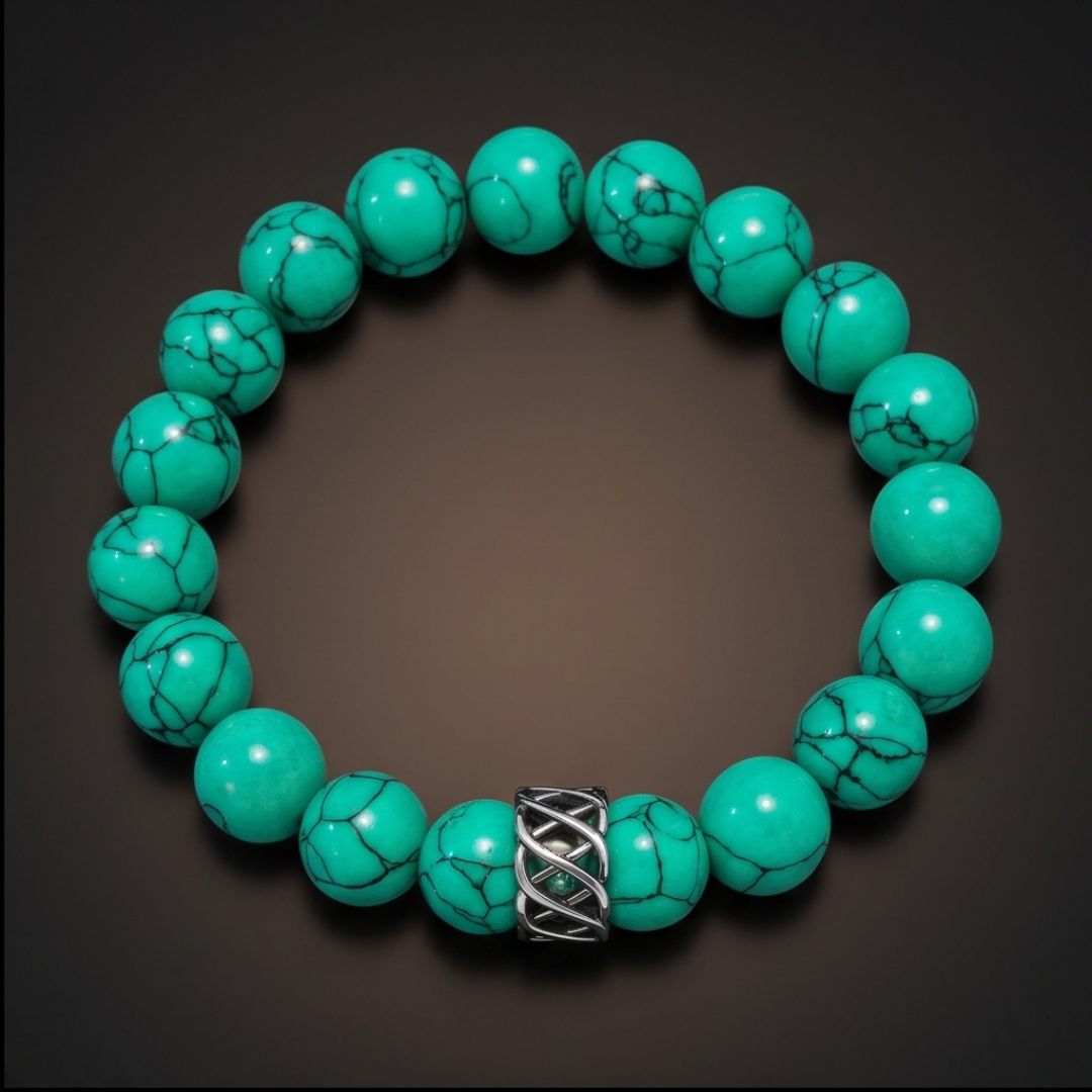 APATITE LATTICE - 10mm Beads Bracelet with Natural Stone