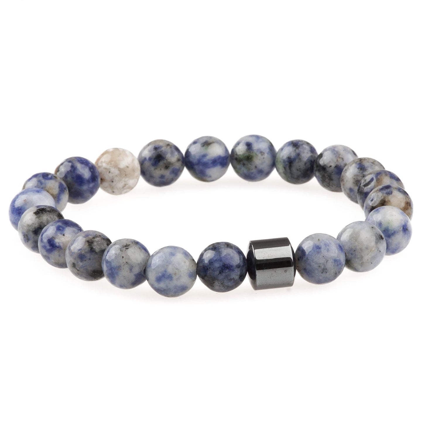 THE MEN THING Bead Bracelet AZURITE BLUE LAGOON -  Beads Bracelet with Natural Stone - 7 inch Stretch Bracelet