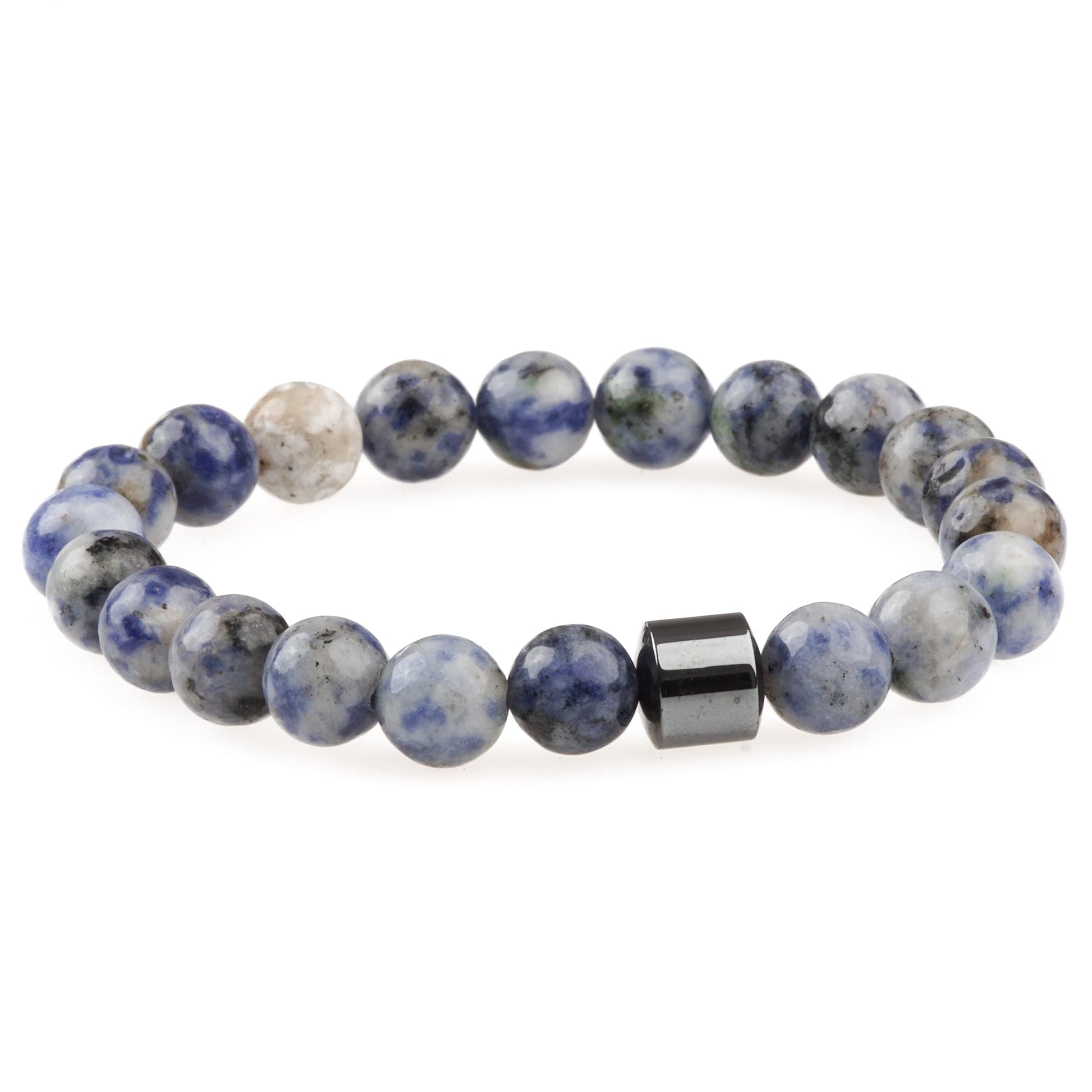 THE MEN THING Bead Bracelet AZURITE BLUE LAGOON -  Beads Bracelet with Natural Stone - 7 inch Stretch Bracelet