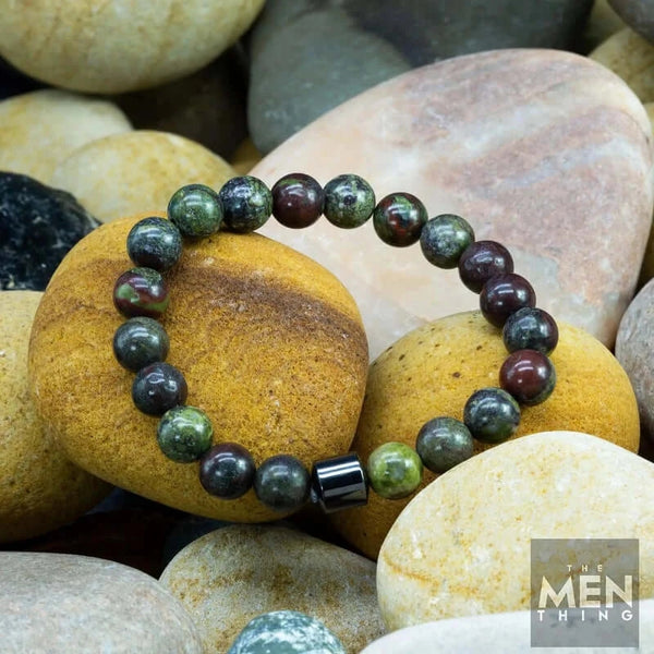 అజూరైట్ బ్రౌన్ - సహజ రాయితో పూసల బ్రాస్‌లెట్ - 7 అంగుళాల స్ట్రెచ్ బ్రాస్‌లెట్