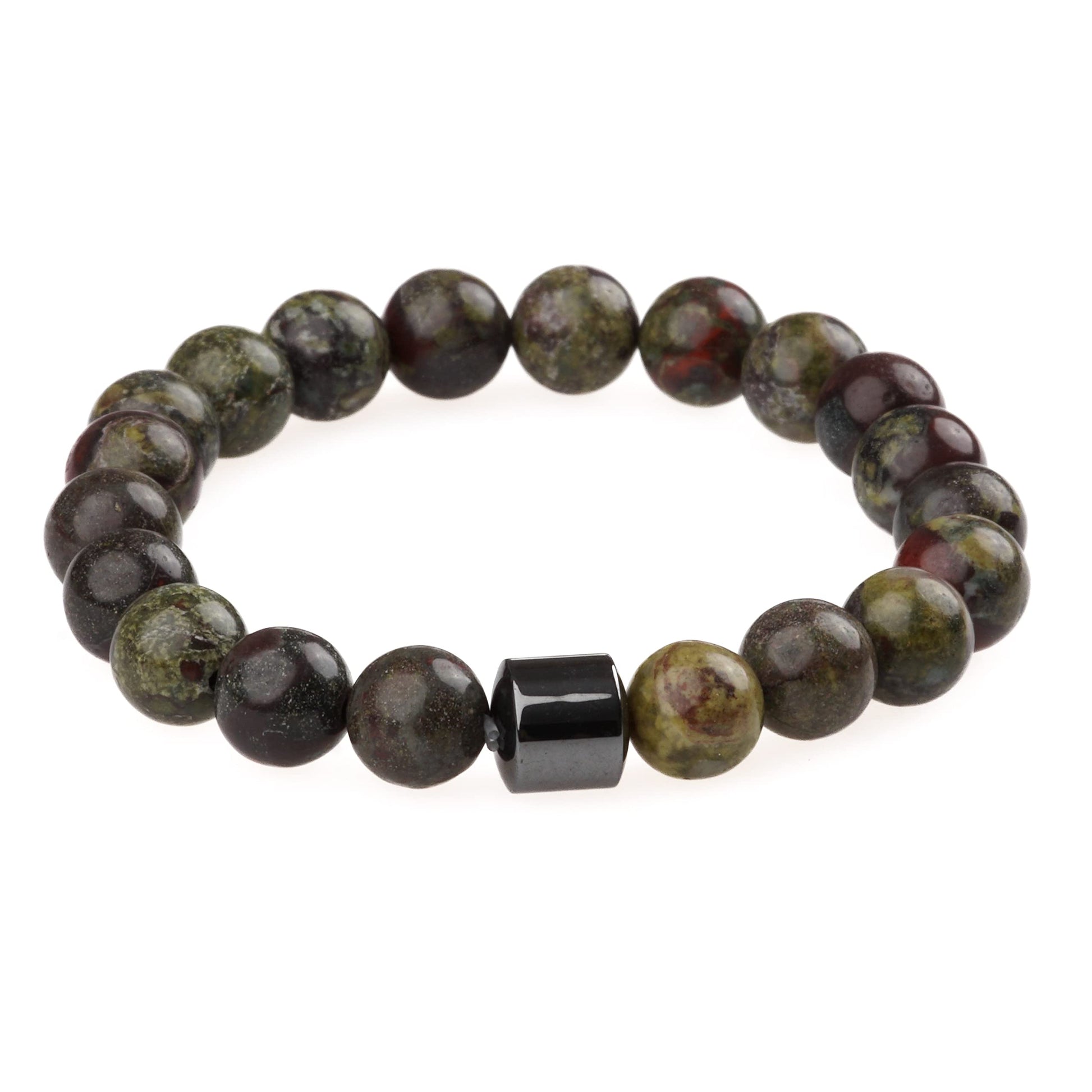 THE MEN THING Bead Bracelet AZURITE BROWN -  Beads Bracelet with Natural Stone - 7 inch Stretch Bracelet