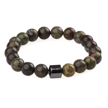 THE MEN THING Bead Bracelet AZURITE BROWN -  Beads Bracelet with Natural Stone - 7 inch Stretch Bracelet