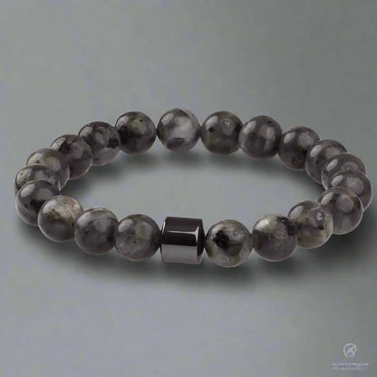 THE MEN THING Bead Bracelet AZURITE DARK NIGHT -  Beads Bracelet with Natural Stone - 7 inch Stretch Bracelet