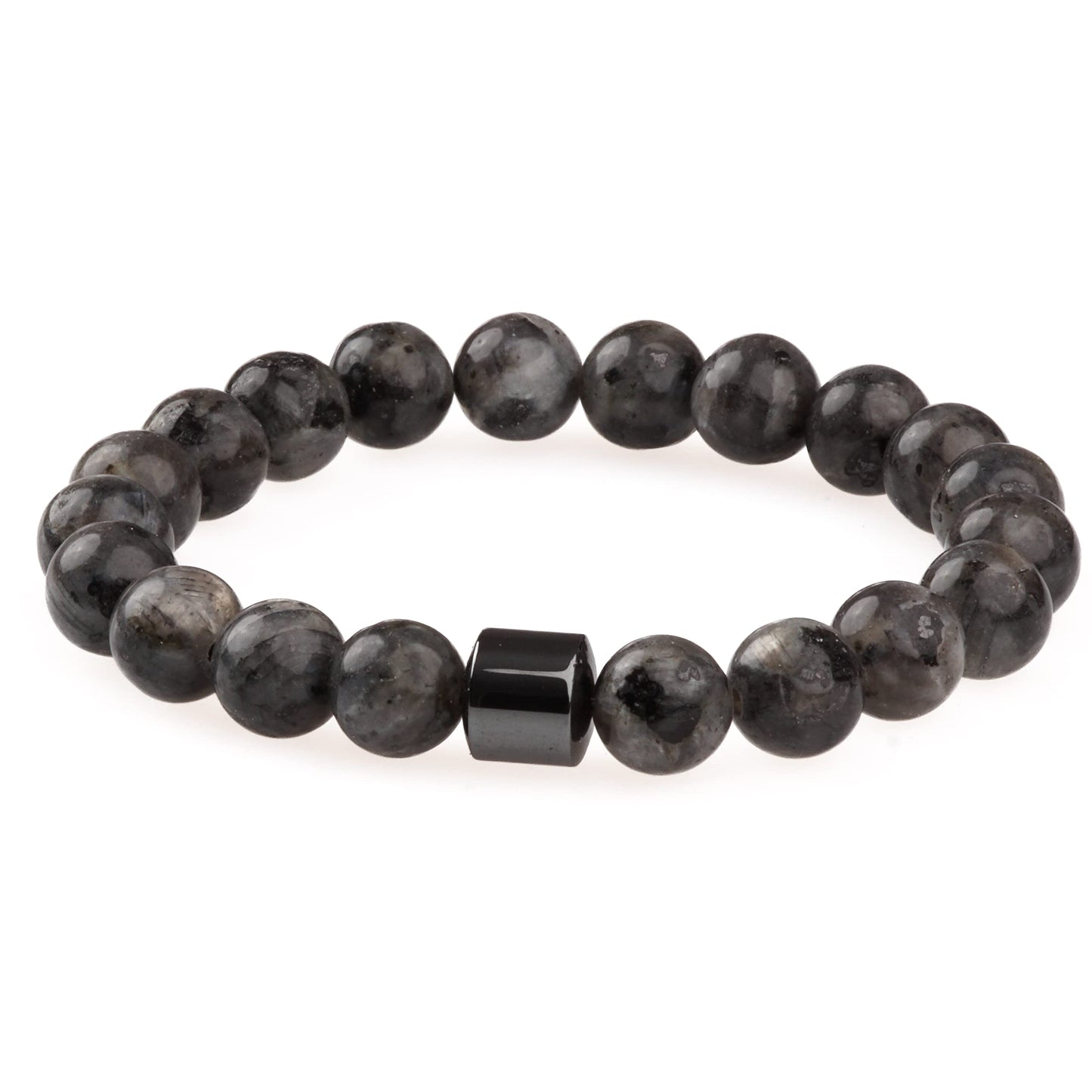 THE MEN THING Bead Bracelet AZURITE DARK NIGHT -  Beads Bracelet with Natural Stone - 7 inch Stretch Bracelet