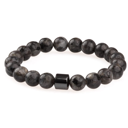 THE MEN THING Bead Bracelet AZURITE DARK NIGHT -  Beads Bracelet with Natural Stone - 7 inch Stretch Bracelet