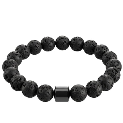 THE MEN THING Bead Bracelet AZURITE DARKNIGHT - Lava Stone Beads Bracelet with Natural Stone - 7 inch Stretch Bracelet