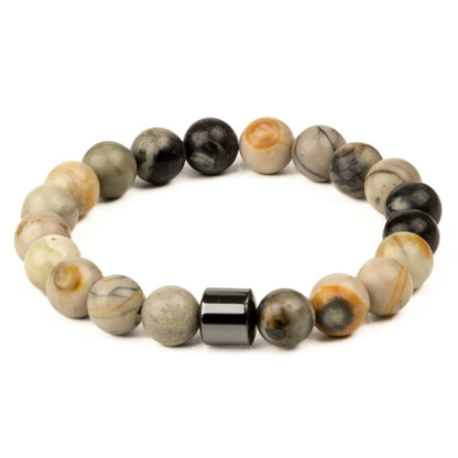 THE MEN THING Bead Bracelet AZURITE GALAXY -  Beads Bracelet with Natural Stone - 7 inch Stretch Bracelet