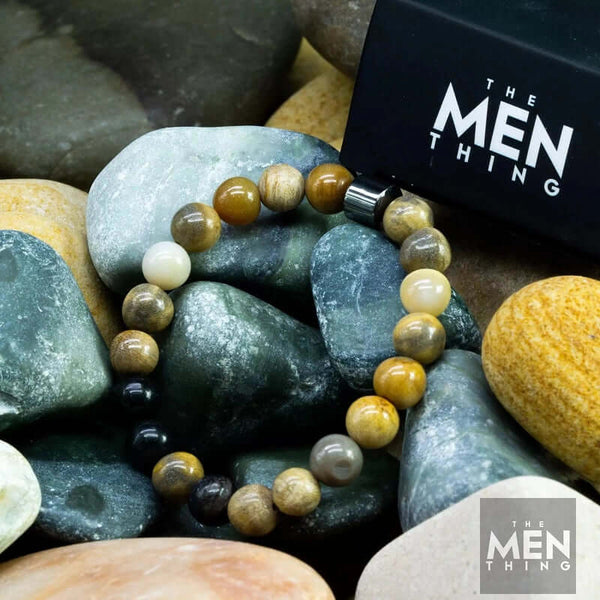 అజూరైట్ మార్బుల్ - సహజ రాయితో పూసల బ్రాస్‌లెట్ - 7 అంగుళాల స్ట్రెచ్ బ్రాస్‌లెట్