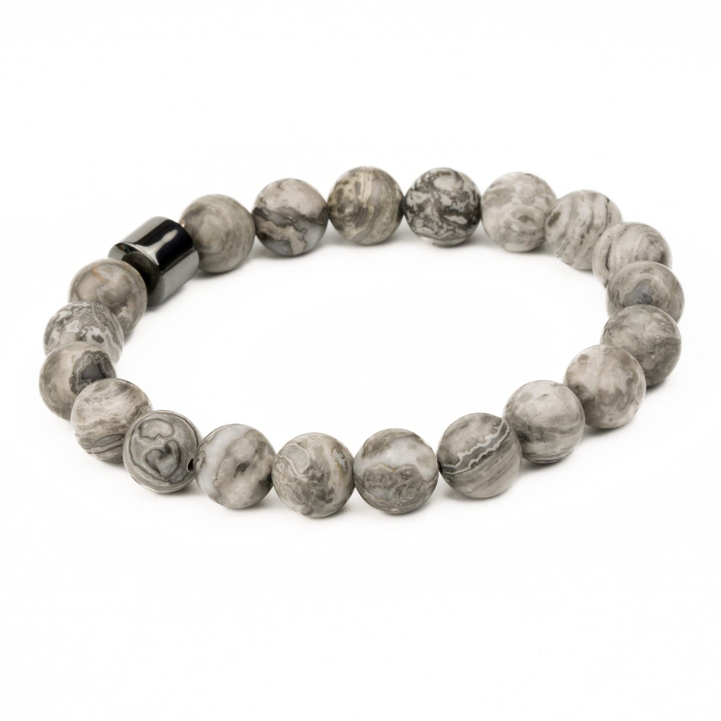 THE MEN THING Bead Bracelet AZURITE MOON SURFACE - Beads Bracelet with Natural Stone - 7 inch Stretch Bracelet