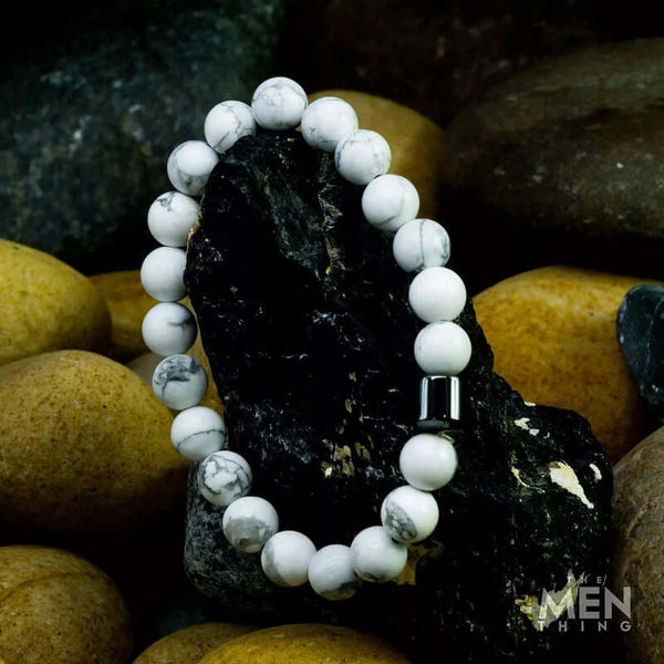 అజూరైట్ మూన్‌లైట్ లైస్టర్ - పురుషుల కోసం సహజ పూసల బ్రాస్‌లెట్ - మనీ మాగ్నెట్ అవ్వండి - హౌలైట్ నేచురల్ స్టోన్ కలర్‌ఫుల్ 7 చక్ర ఎనర్జీ స్ట్రెచ్ బ్రాస్‌లెట్ (7అంగుళాలు)