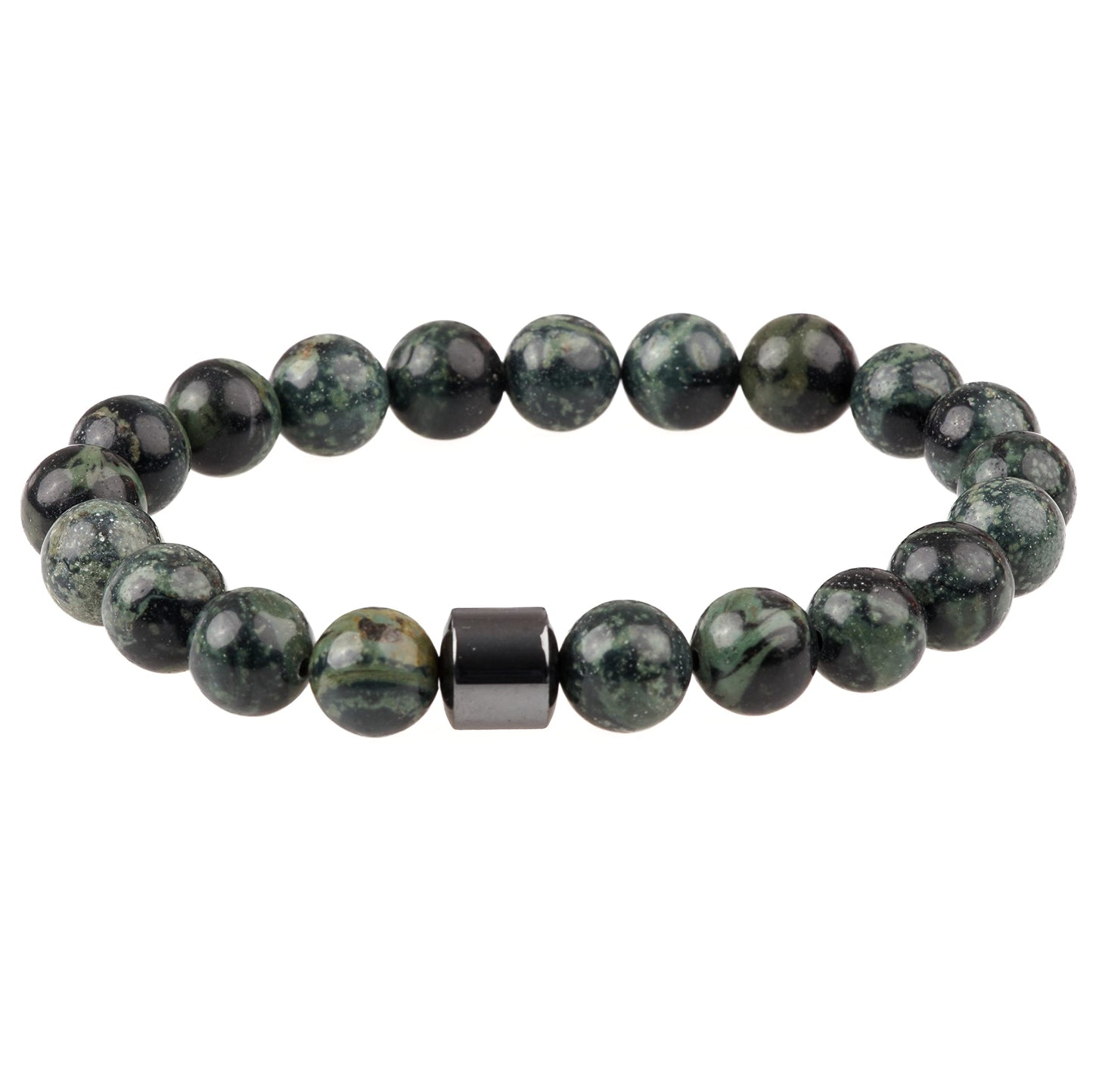 THE MEN THING Bead Bracelet AZURITE MOSS -  Beads Bracelet with Natural Stone - 7 inch Stretch Bracelet