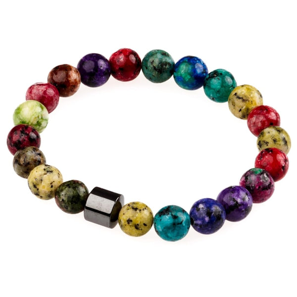 AZURITE NORTHERN LIGHT - Beads Bracelet with Natural Stone - 7 inch Stretch Bracelet
