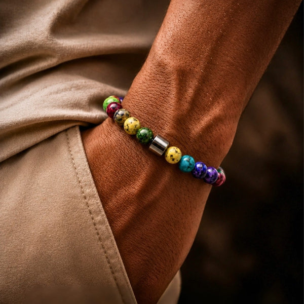 AZURITE NORTHERN LIGHT - Beads Bracelet with Natural Stone - 7 inch Stretch Bracelet
