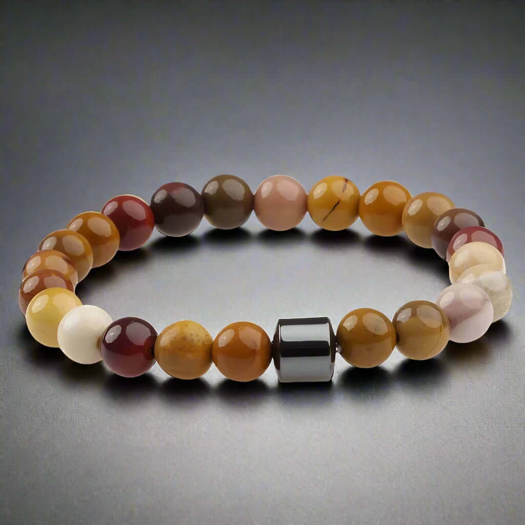 THE MEN THING Bead Bracelet AZURITE POLYCHROMATIC -  Beads Bracelet with Natural Stone - 7 inch Stretch Bracelet