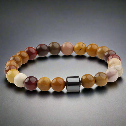 THE MEN THING Bead Bracelet AZURITE POLYCHROMATIC -  Beads Bracelet with Natural Stone - 7 inch Stretch Bracelet