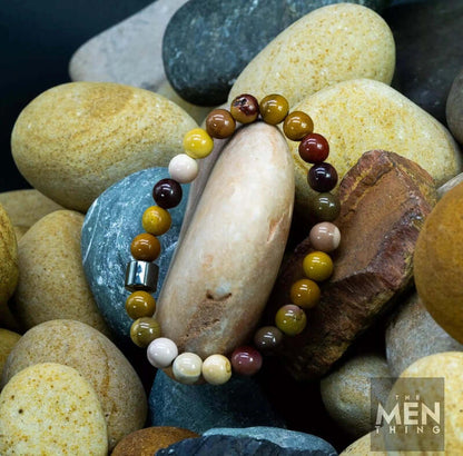 THE MEN THING Bead Bracelet AZURITE POLYCHROMATIC -  Beads Bracelet with Natural Stone - 7 inch Stretch Bracelet